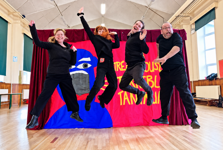 Little Red Kettle Interactive Touring Play cast behind the scenes before a school performance.